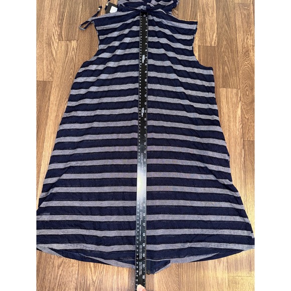 Portocuzu Sleeveless Zip Up Hoodie Vest Navy Gray Stripe‎ Knit M - Picture 6 of 6